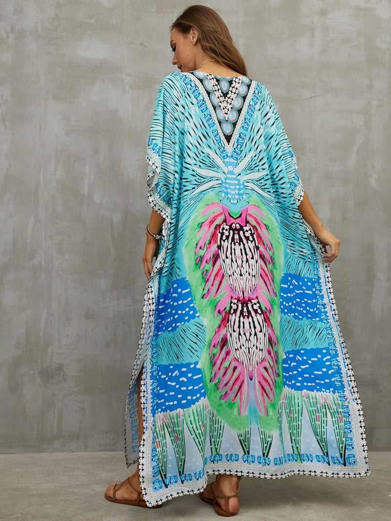IMAGEKOPE Kaftan Dresses for Women Plus Size Bathing Suit Cover up Caftan Maxi Beach Dresses - Image 3